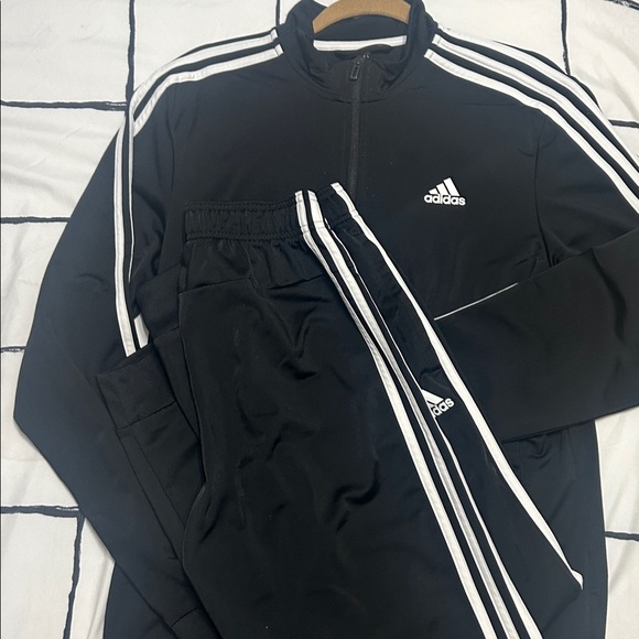 Adidas Kids Black Joggers with White Stripes - Picture 1 of 2